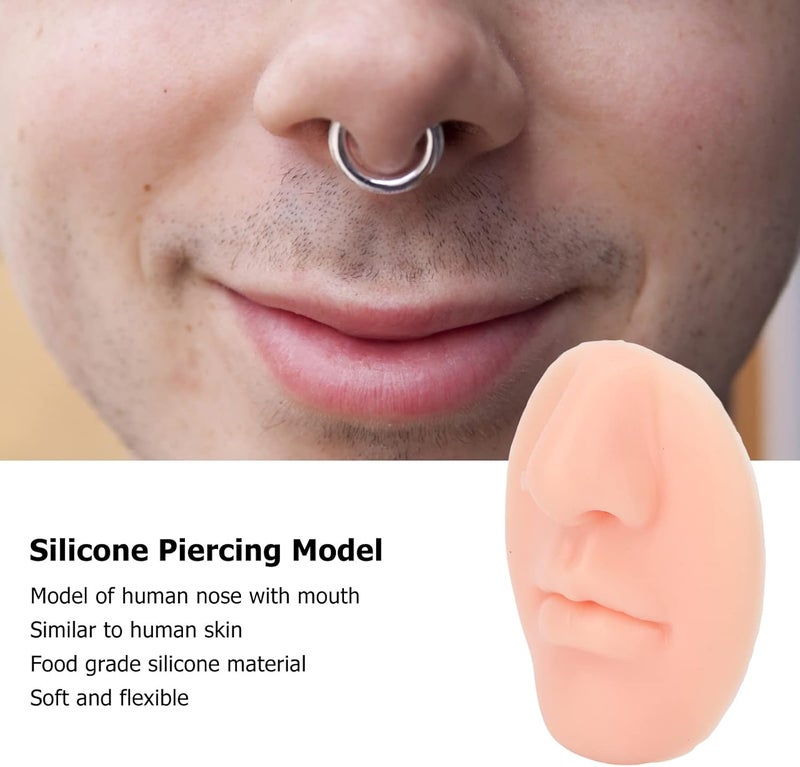 woobles 3pcs Silicone Nose Model, Reused Soft Nose Mold with Mouth Soft Elastic for Earrings Jewelry Display Rubber Nose for Piercing Practice (Light Skin Color) - Image 5